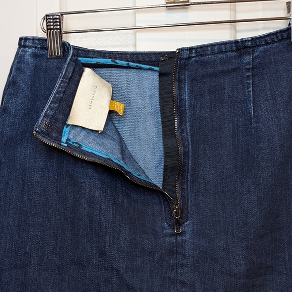 Leifsdottir Anthropologie Lana Denim skirt dark wash ruffle size 4 - Picture 5 of 8